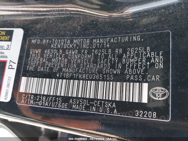 Toyota CAMRY SE 2014 4T1BF1FK8EU365155 Image 9