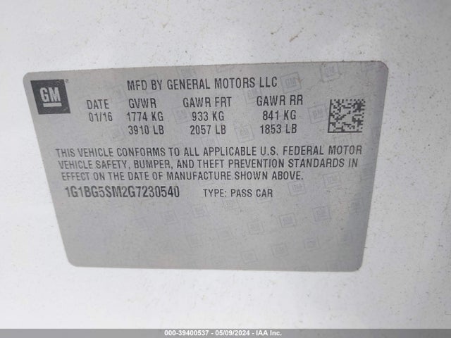 Chevrolet Cruze Premier Auto 2016 1G1BG5SM2G7230540 Image 9