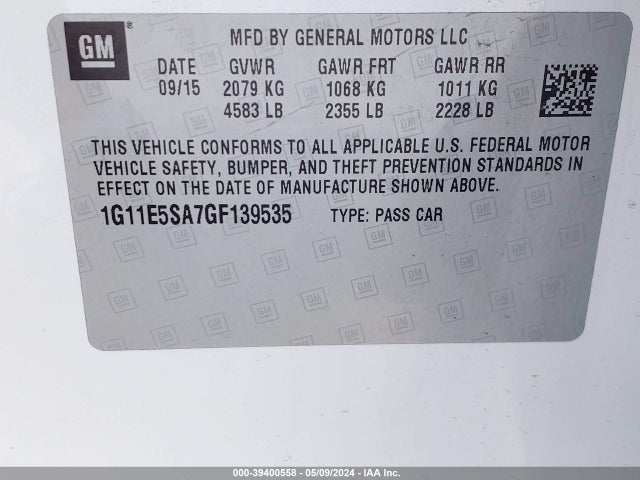 Chevrolet Malibu Limited Ltz 2016 1G11E5SA7GF139535 Image 9