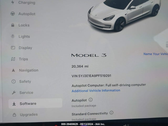 5YJ3E1EA9PF519291 Tesla Model 3 Rear-wheel Drive