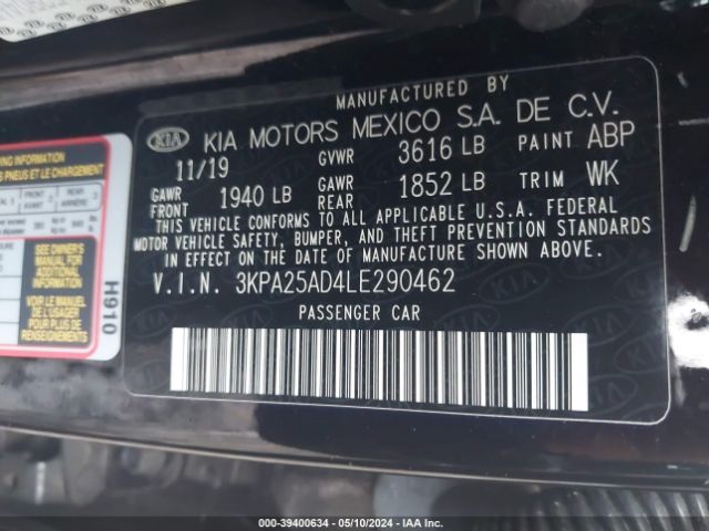 3KPA25AD4LE290462 KIA Rio 5-door S