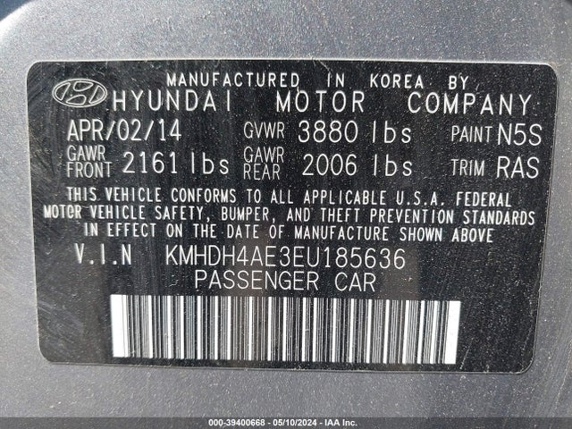 Hyundai Elantra Limited 2014 KMHDH4AE3EU185636 Image 9