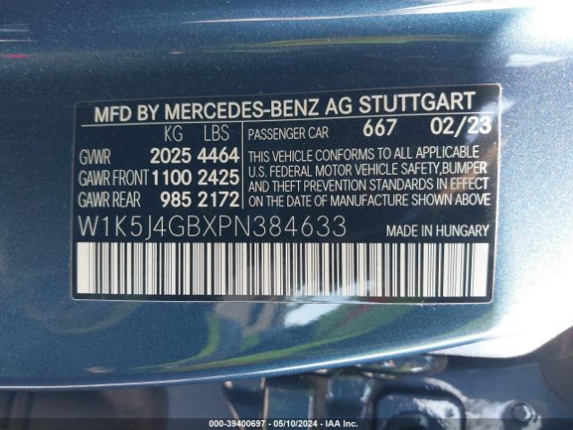 W1K5J4GBXPN384633 Mercedes-Benz Cla 250 Coupe