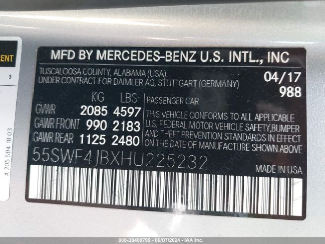 55SWF4JBXHU225232 Mercedes-Benz C 300 Luxury/sport