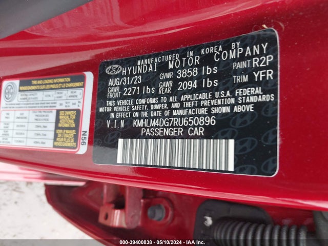 Hyundai ELANTRA SEL 2024 KMHLM4DG7RU650896 Image 9