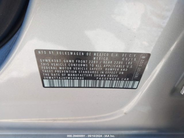 3VW4T7AJ4FM348606 Volkswagen Jetta 2.0t Gli Sel