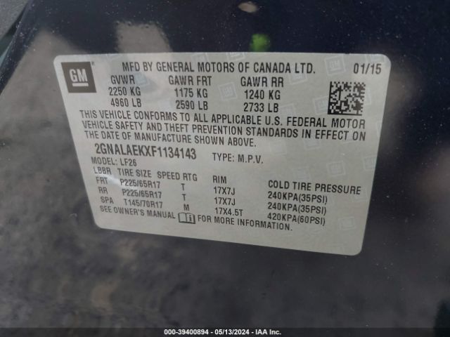 2GNALAEKXF1134143 Chevrolet EQUINOX LS