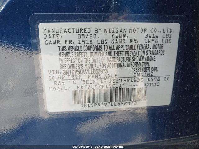 Nissan Kicks Sr Xtronic Cvt 2020 3N1CP5DV7LL552973 Image 9