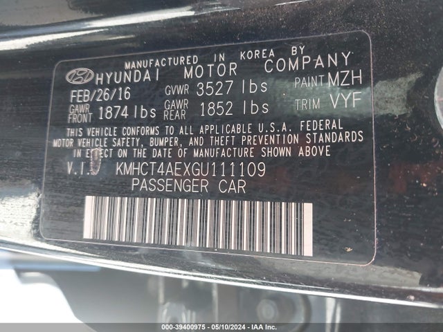 Hyundai ACCENT SE 2016 KMHCT4AEXGU111109 Image 9