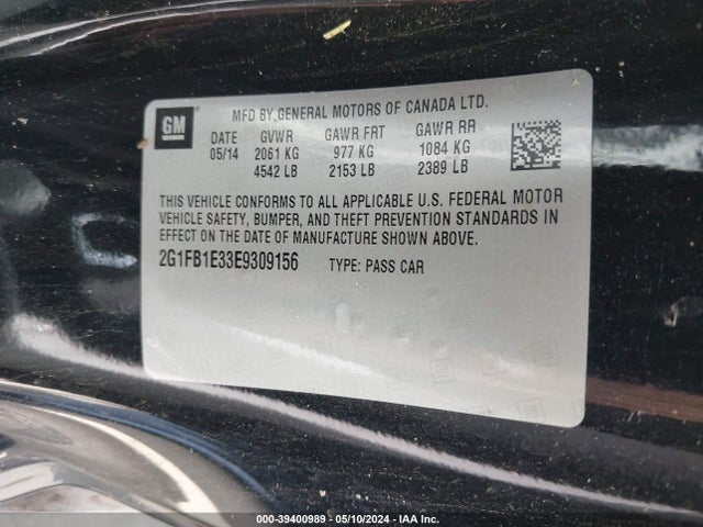 Chevrolet Camaro 1lt 2014 2G1FB1E33E9309156 Image 9