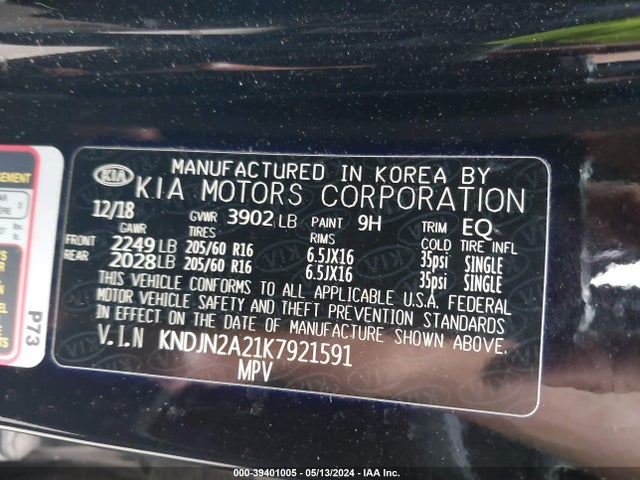 KIA Soul 2019 KNDJN2A21K7921591 Image 9
