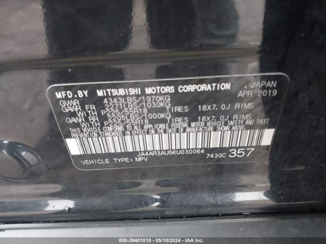 JA4AR3AU5KU030064 Mitsubishi Outlander Sport 2.0 Le