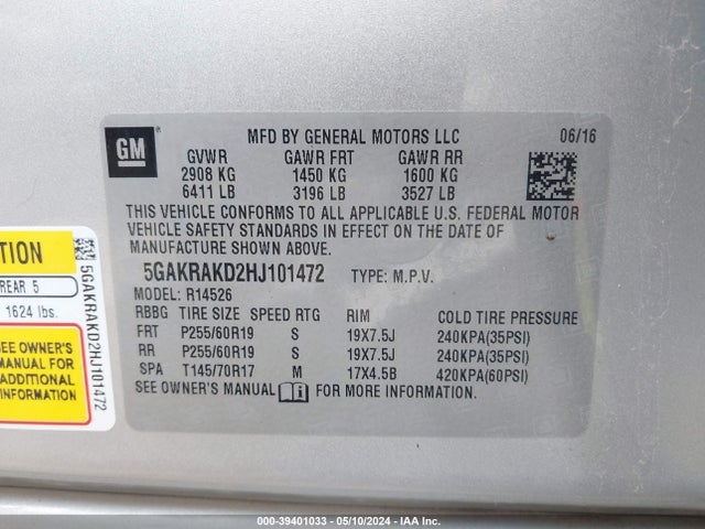 5GAKRAKD2HJ101472 Buick Enclave Convenience
