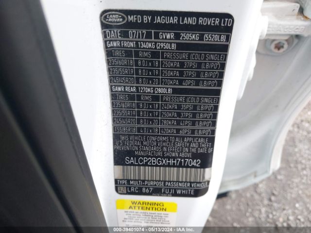 SALCP2BGXHH717042 Land Rover Discovery Sport Se
