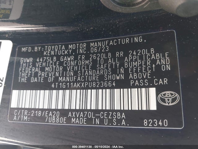 Toyota CAMRY SE 2023 4T1G11AKXPU823664 Image 9