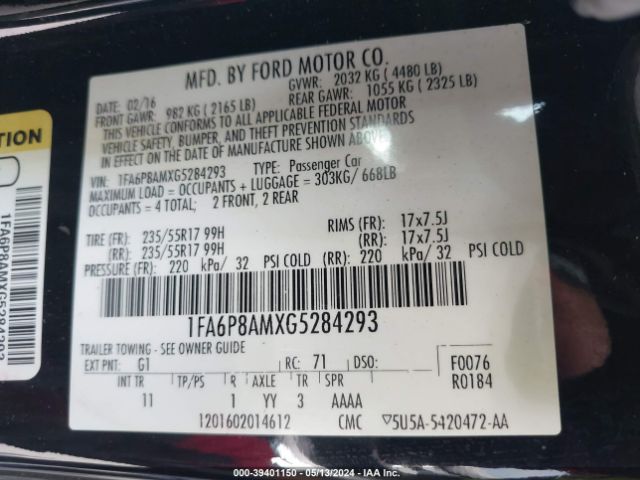 1FA6P8AMXG5284293 Ford Mustang V6