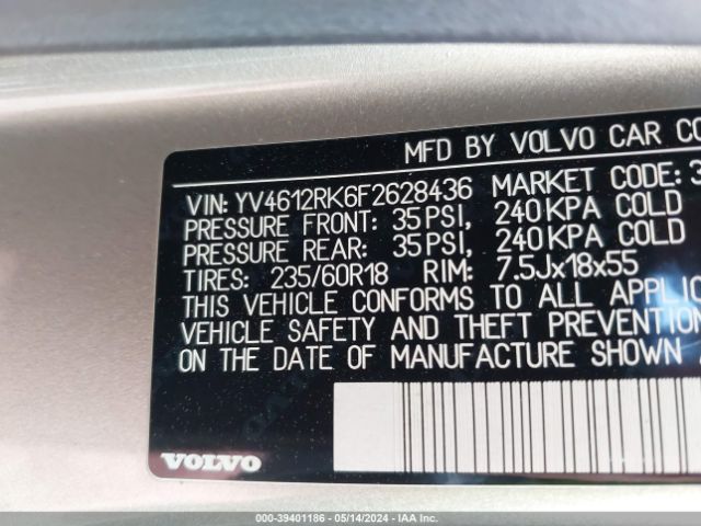 YV4612RK6F2628436 Volvo Xc60 T5/t5 Premier