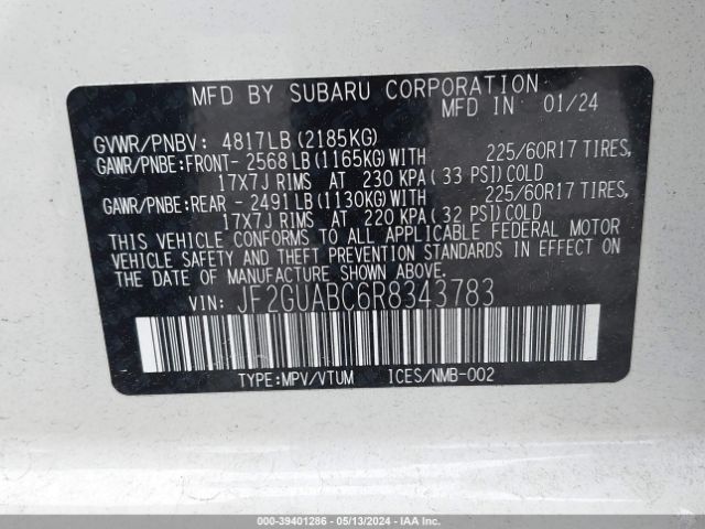 JF2GUABC6R8343783 Subaru Crosstrek