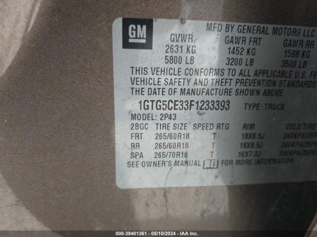1GTG5CE33F1233393 GMC CANYON SLT