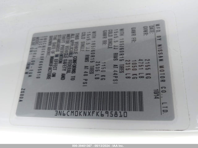 Nissan Nv200 S 2015 3N6CM0KNXFK695810 Image 9