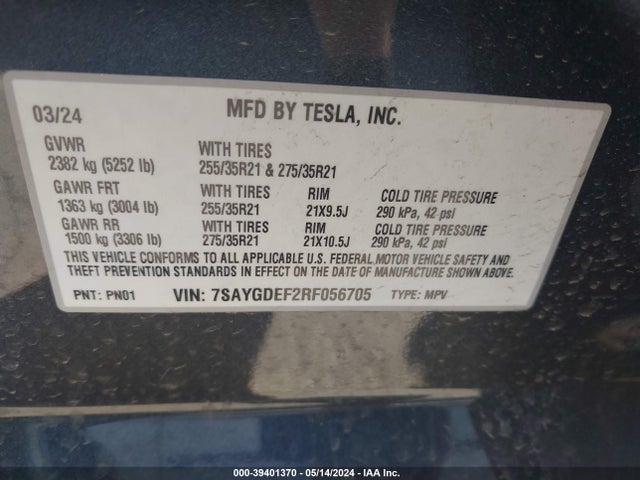 7SAYGDEF2RF056705 Tesla Model Y Performance Dual Motor All-wheel Drive