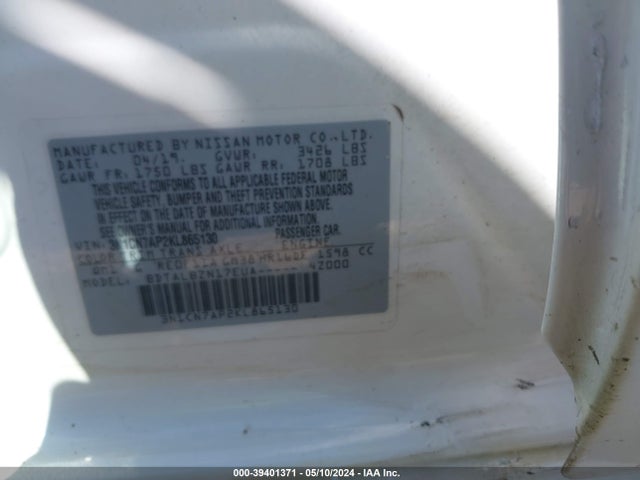Nissan Versa 1.6 Sv 2019 3N1CN7AP2KL865130 Image 9
