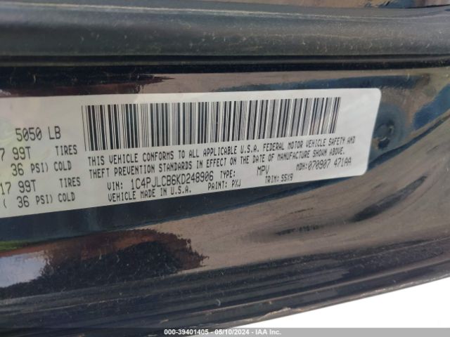 1C4PJLCB6KD248906 Jeep Cherokee Latitude Fwd