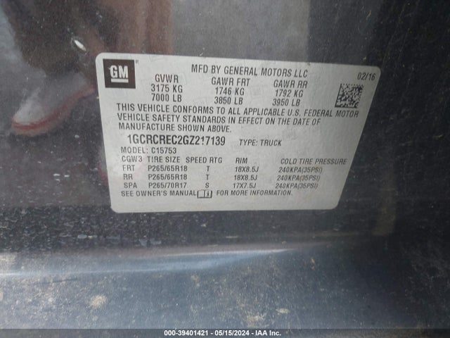 Chevrolet Silverado 1500 1lt 2016 1GCRCREC2GZ217139 Image 9