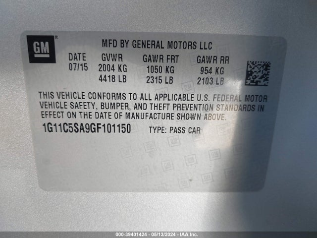 Chevrolet Malibu Limited Lt 2016 1G11C5SA9GF101150 Image 9