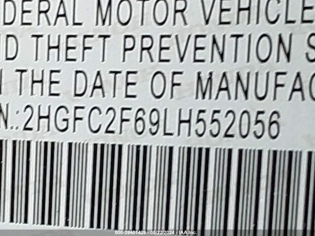 Honda Civic Lx 2020 2HGFC2F69LH552056 Image 9