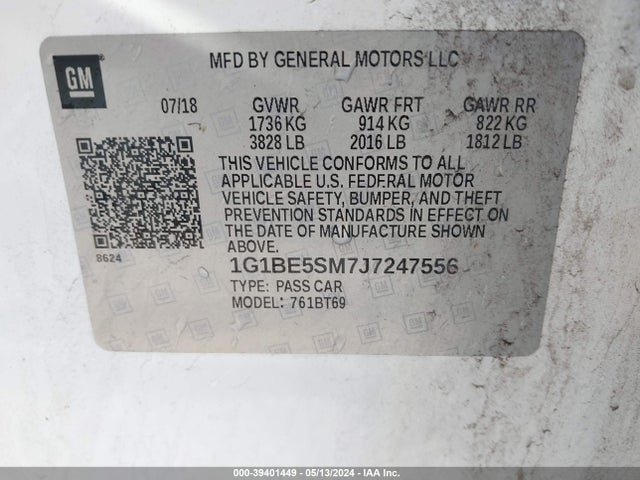 Chevrolet Cruze Lt Auto 2018 1G1BE5SM7J7247556 Image 9