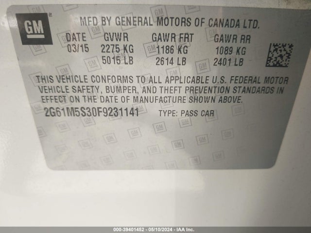 2G61M5S30F9231141 Cadillac XTS LUXURY