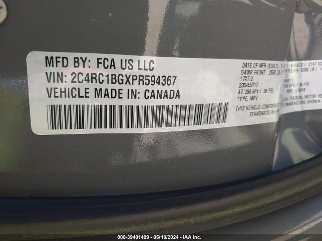 2C4RC1BGXPR594367 Chrysler Pacifica Touring L