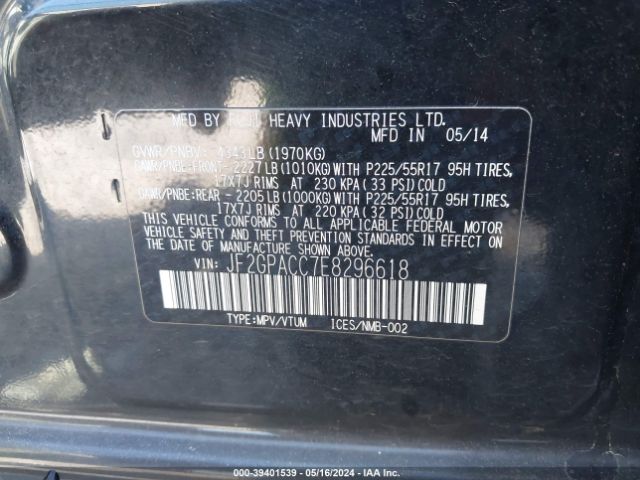 JF2GPACC7E8296618 Subaru Xv Crosstrek 2.0i Premium