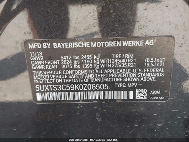 5UXTS3C59K0Z06505 BMW X3 M40i