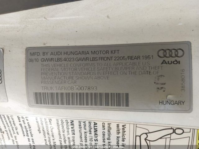 2011 AUDI TTS TRUK1AFK0B1007893 Photo 8