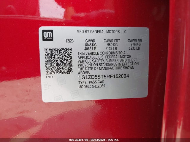 Chevrolet MALIBU LT 2024 1G1ZD5ST5RF152004 Image 9