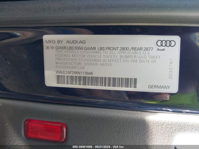 WAUL2AF26KN113945 Audi A6 55 Premium