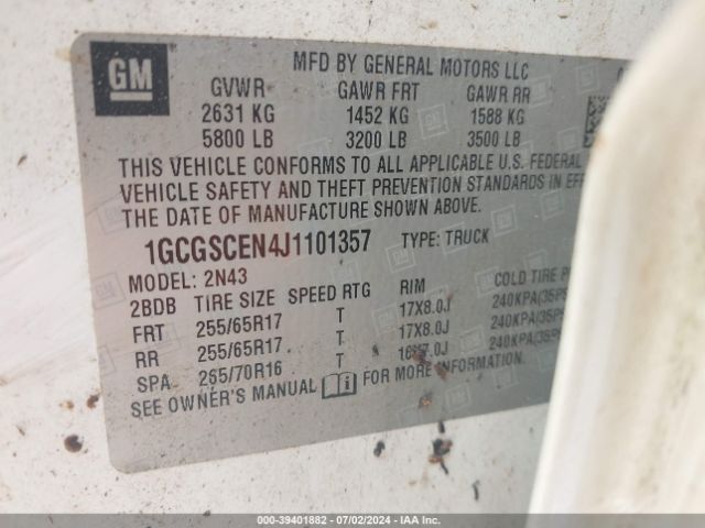 1GCGSCEN4J1101357 Chevrolet Colorado Lt
