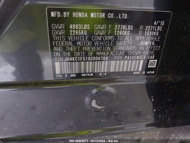 Acura Rlx Technology Package 2016 JH4KC1F51GC000704 Image 9