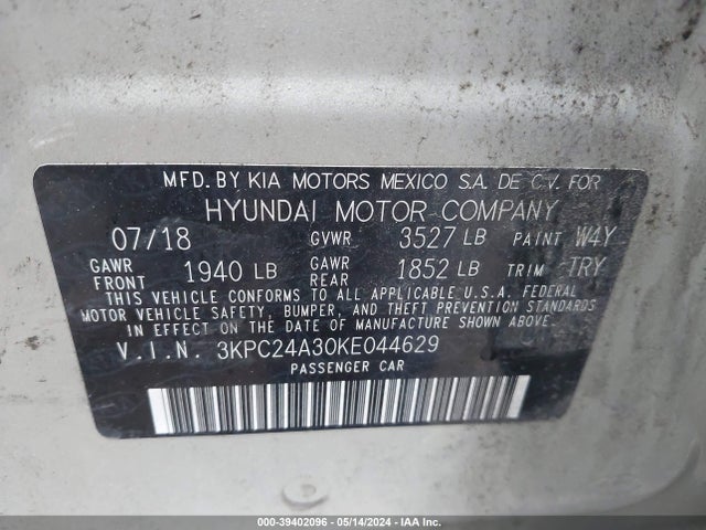 Hyundai ACCENT SE 2019 3KPC24A30KE044629 Image 9
