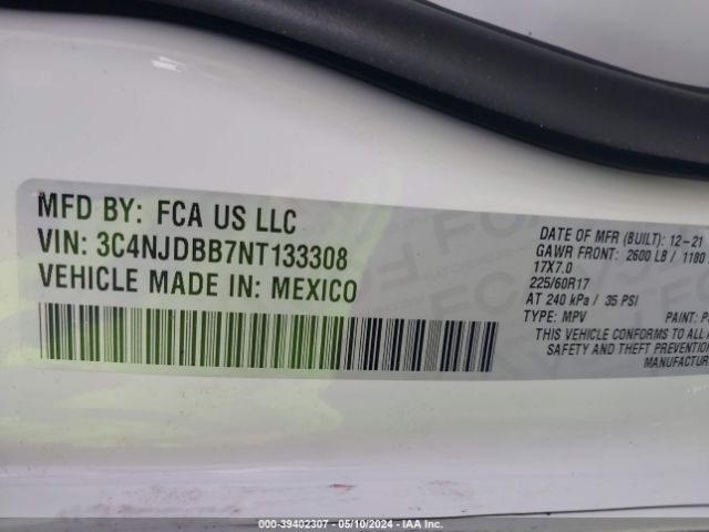 3C4NJDBB7NT133308 Jeep Compass Latitude 4x4