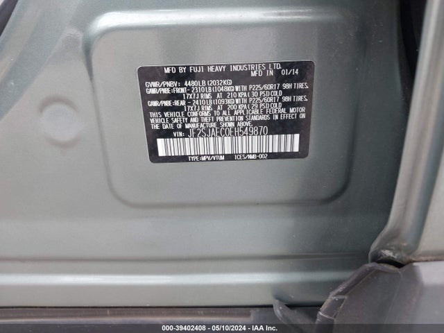 Subaru Forester 2.5i Premium 2014 JF2SJAEC0EH549870 Image 9
