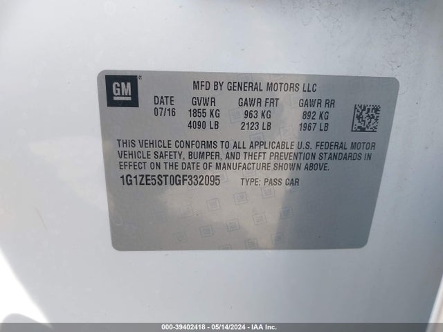 Chevrolet MALIBU 1LT 2016 1G1ZE5ST0GF332095 Image 9