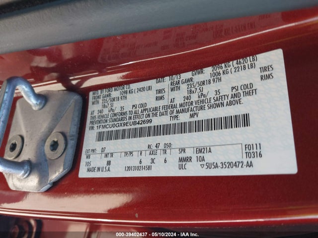 Ford ESCAPE SE 2014 1FMCU0GX9EUB42699 Image 9