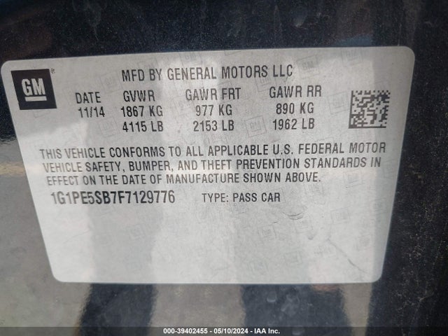 Chevrolet Cruze 2lt Auto 2015 1G1PE5SB7F7129776 Image 9