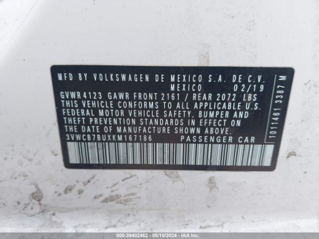 3VWCB7BUXKM167186 Volkswagen Jetta