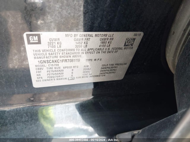 Chevrolet Tahoe Ls 2015 1GNSCAKC1FR708119 Image 9