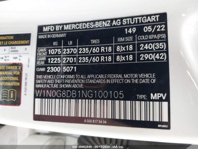 W1N0G8DB1NG100105 Mercedes-Benz Glc 300 Suv