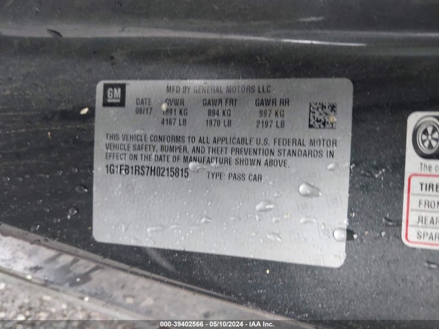 Chevrolet Camaro 1lt 2017 1G1FB1RS7H0215815 Image 9